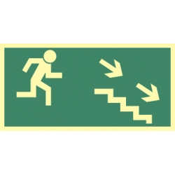 Kierunek do wyjścia schodami w dół na prawo